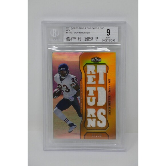 2011 Topps Triple Threads Relic Gold Devin Hester/9 Bears Beckett 9 - Picture 3 of 10